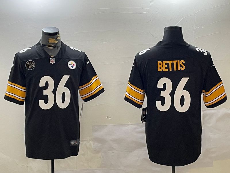 Men Pittsburgh Steelers #36 Bettis Black 2024 Nike Limited NFL Jersey style 3